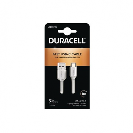 Câble USB 3.0 Type C 1M BLANC - Duracell