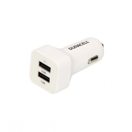 Chargeur voiture Double USB 3.4A BLANC DR5035W FAST CHARGE - Duracell