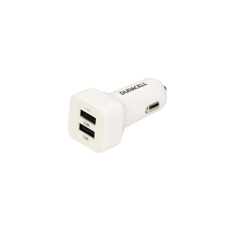 Chargeur voiture Double USB 3.4A BLANC DR5035W FAST CHARGE - Duracell